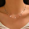 Simple Classic Creative Round Beads Rice Beads Woven Neck Necklace Vacation Wind Beaded Contrasting Color Necklace Collarbone Chain Women