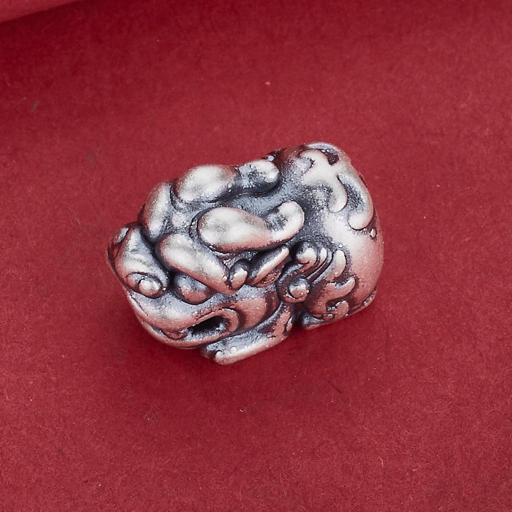 Sterling Silver 999 Pixiu Beads: Pure Silver Spacer Beads for Wealth Attraction and DIY Jewelry Accessories.