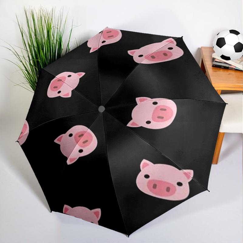 Cute Cartoon Pink Pig Umbrella Automatic Open/close, Sturdy Iron Frame & 8-Rib Struct, Umbrella for Women & Men, Christmas Gifts