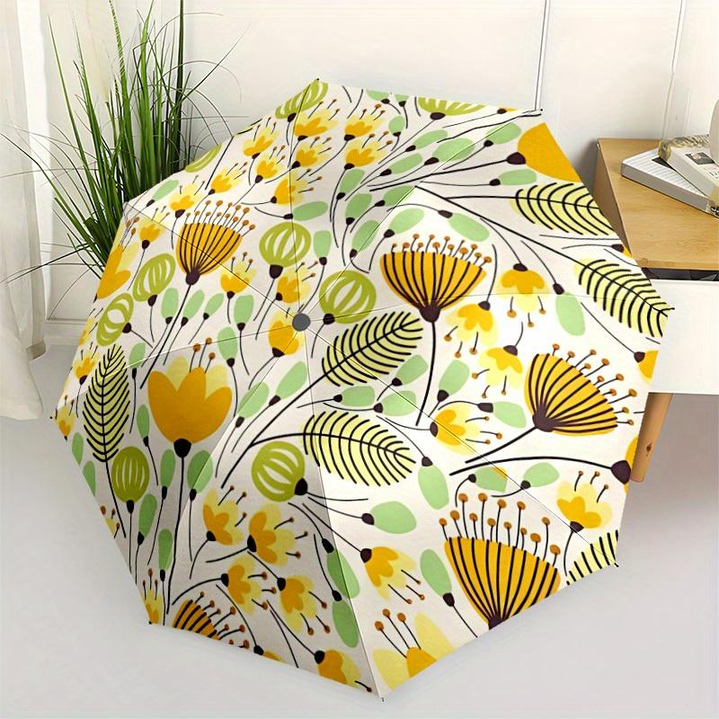 1pc Floral Pattern Automatic Open 8-Rib Windproof Umbrella, Travel & Commuting, Suitable for All Seasons