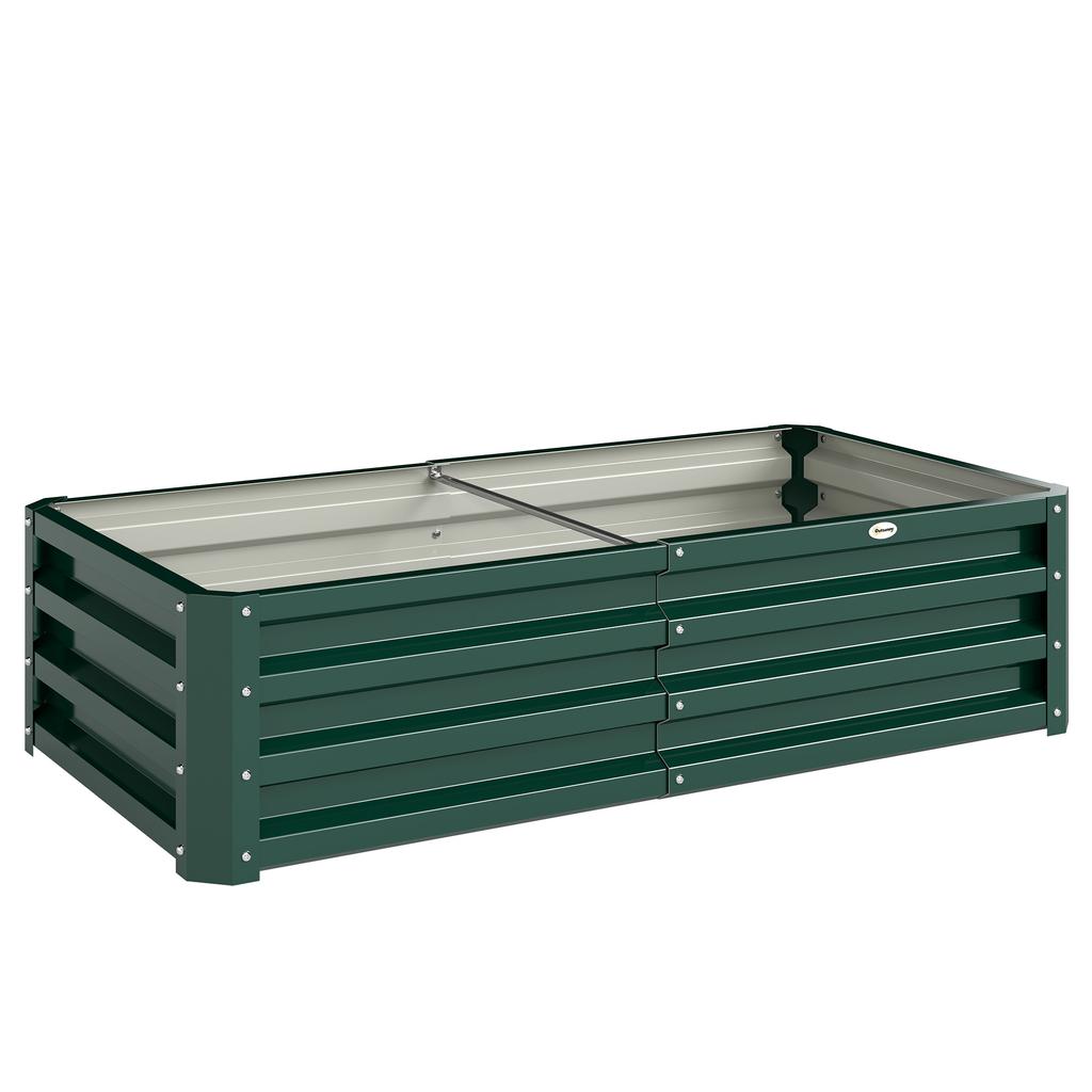 Open-Bottom Raised Vegetable Garden Bed with Lining. Made of Galvanized Steel. 120x60x30.5cm. Green
