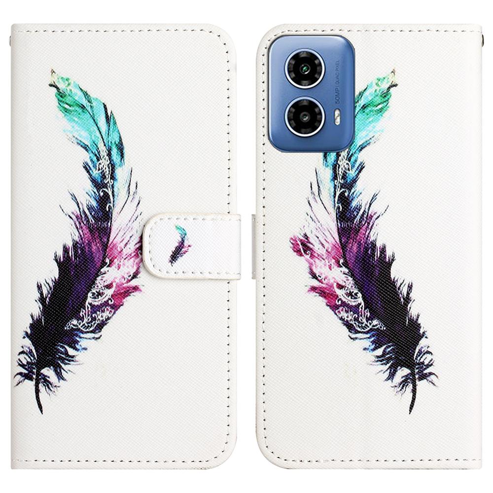 For Motorola Moto G35 5G Case Pattern Print PU Leather Wallet Phone Cover Cross Texture