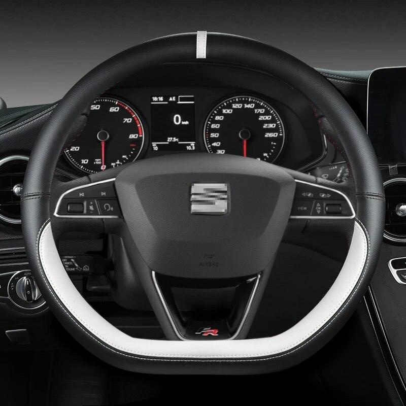 For Seat Leon Cupra R Leon ST Cupra Leon ST Cupra Ateca Cupra Ateca FR Car Steering Wheel Cover PU Leather Auto Accessories