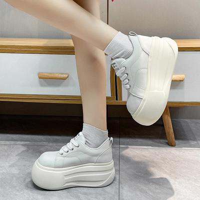 Fashion Microfiber Leather Sneakers Women Autumn Vulcanized Shoes 10CM Wedge Heels Skateboard High Platform Casual Sport Dad Shoes