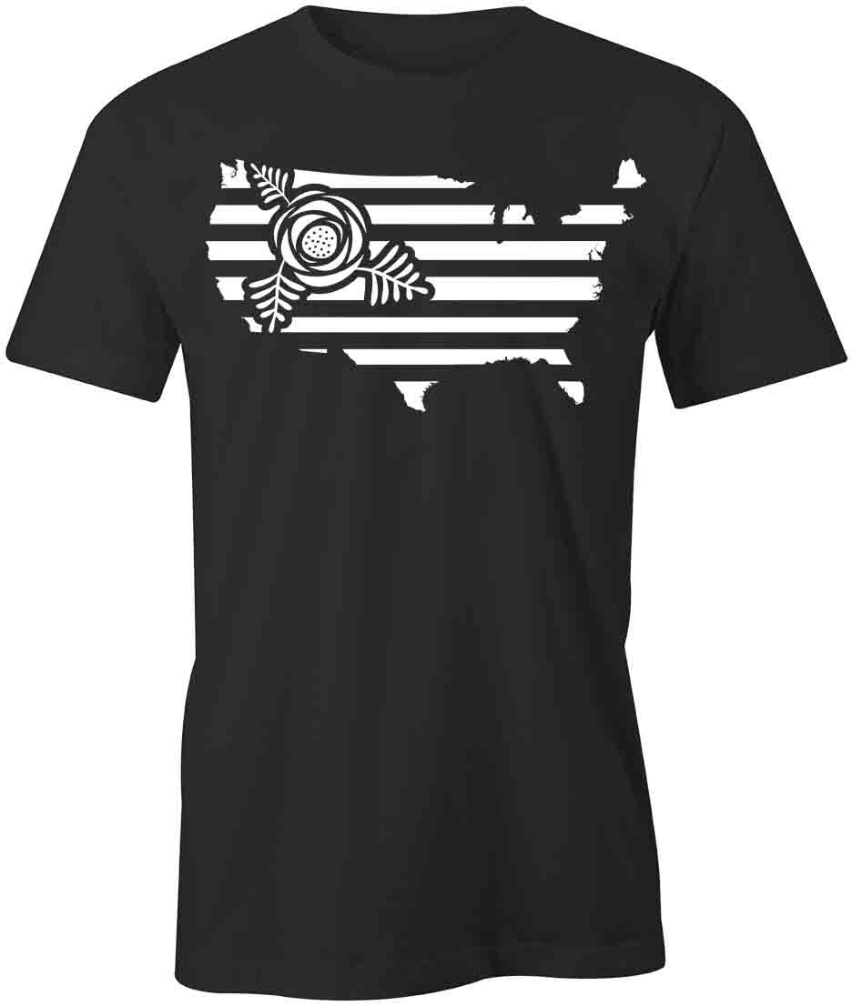 AMERICA FLOWER TShirt Tee Short-Sleeved Cotton PATRIOTIC CLOTHING S1BSA326 S