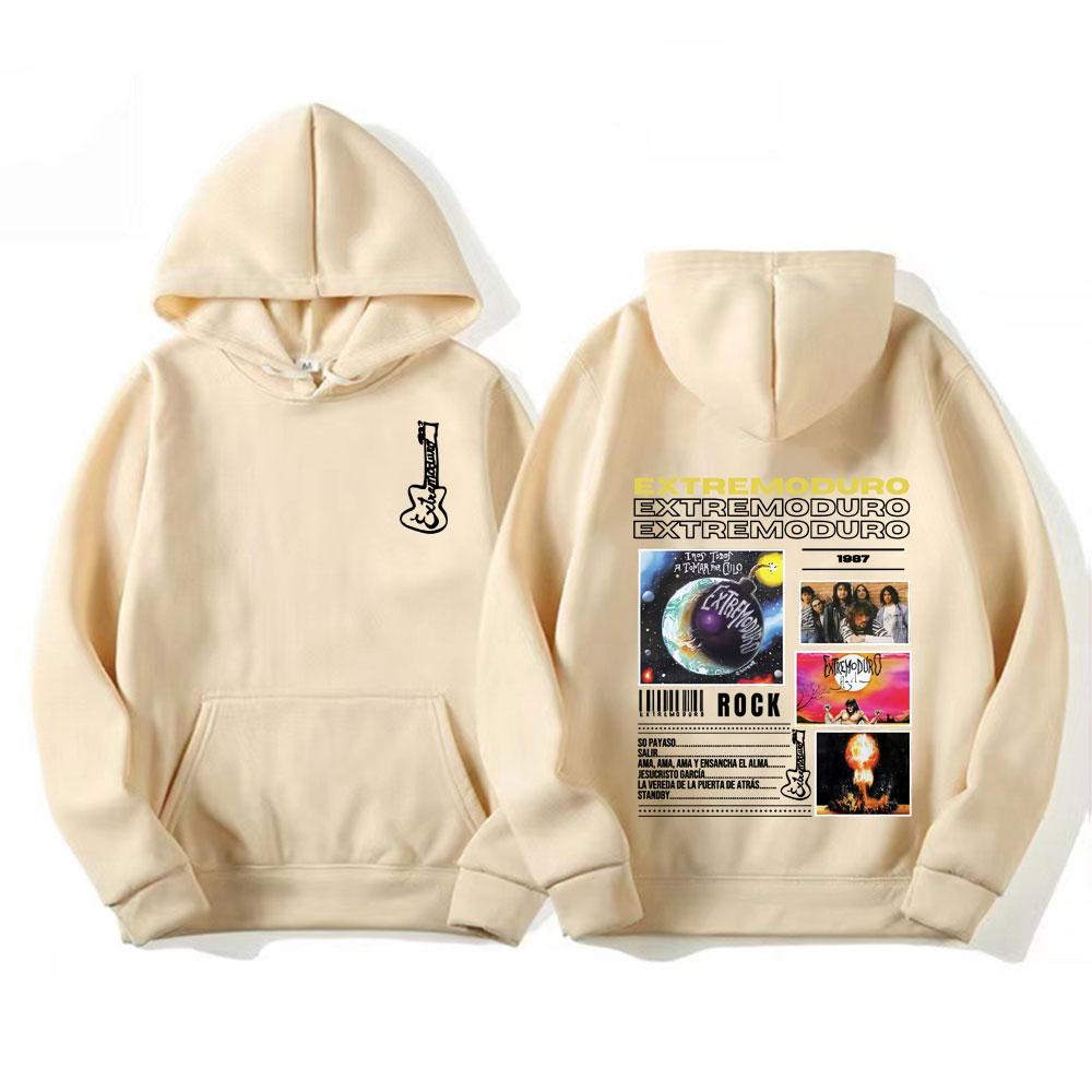 Rock Band EXTREMODURO Tour 2025 Cover Print Hoodie Men Women Fashion Vintage Long Sleeve Hoodies High Quality Fleece Sweatshirts
