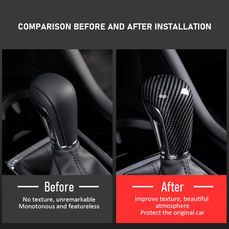 Carbon Car Gear Head Shift Knob Handle Cover Trim Sticker Accessories For Mazda 3 BP Axela CX-30 CX30 CX-50 2019 2020 2021 2022 hrlpv04
