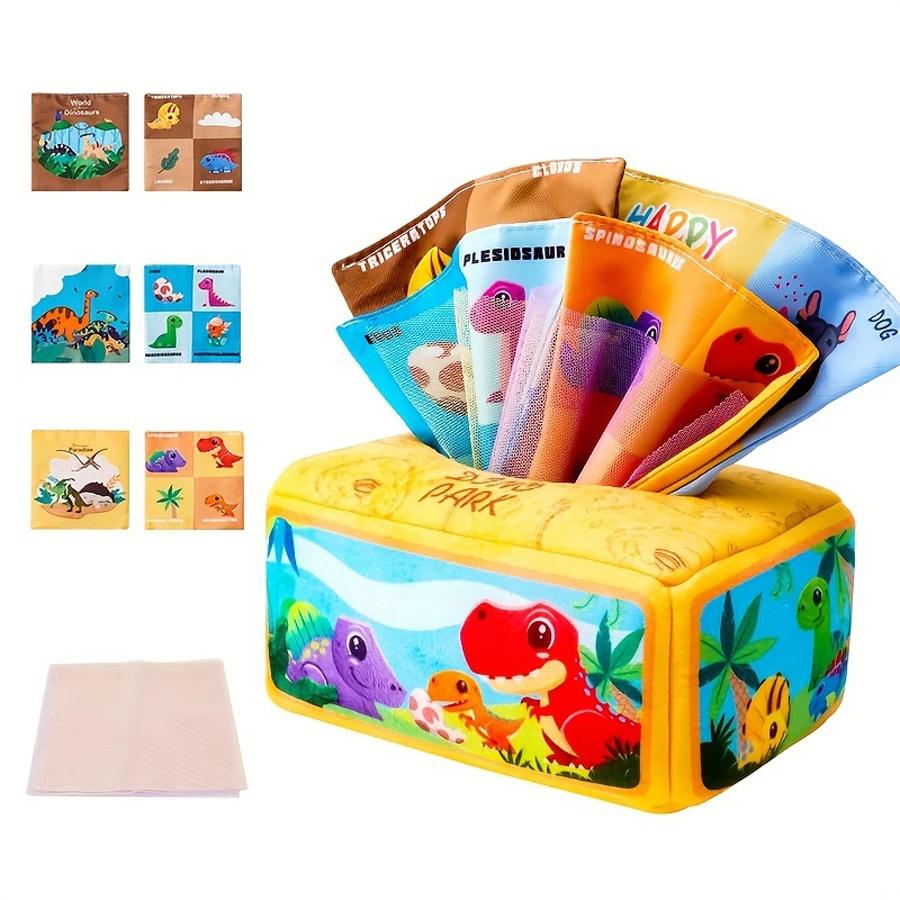 Baby Tissue Box Toy With Sensory Crinkle Paper | Montessori Soft Early Learning Toy For Infant Toddler | Pulling Game 6-18 Month
