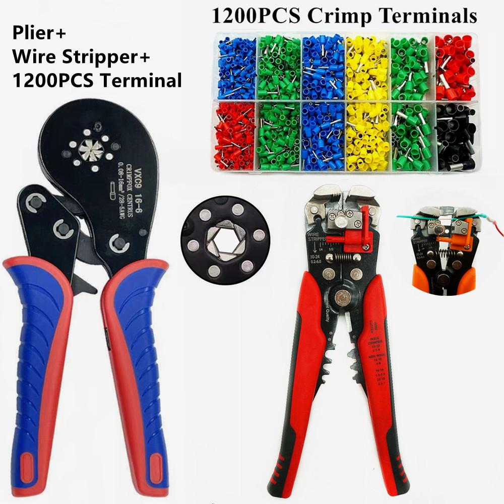 Ferrule Crimping Pliers 0.08-16mm² Professional Ferrule Crimping Tool Kit VXC9 16-6 Precision Wire Clamp Crimper Terminal Set