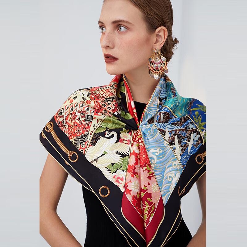 Aurora Kyoto Pattern 100% Mulberry Silk Scarf