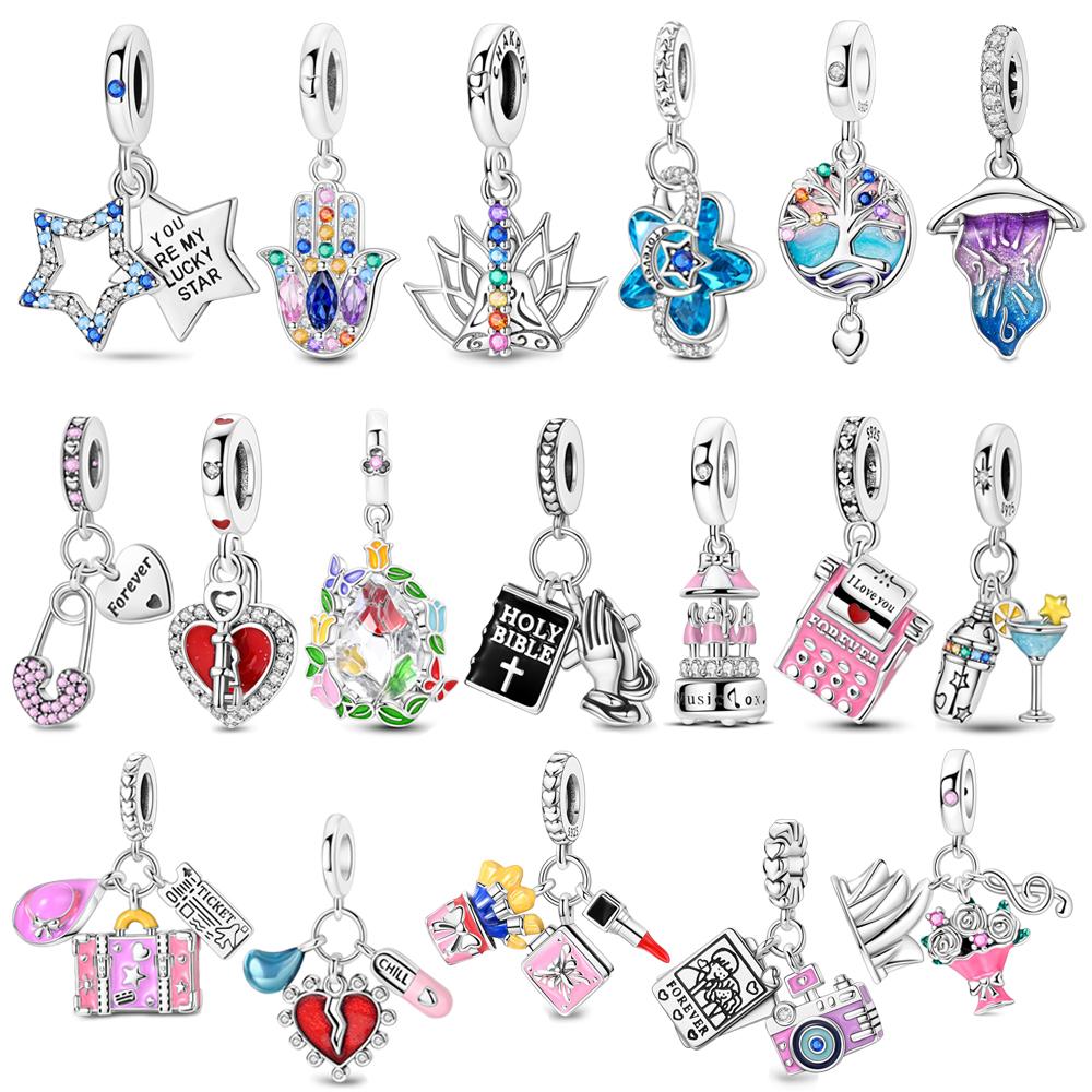 Original Kupfer Dali's Verdrehte Zeit&Glückliche Sterne&Bunte Palme&Panlong Anhänger Passend für Markenarmband DIY Schmuck