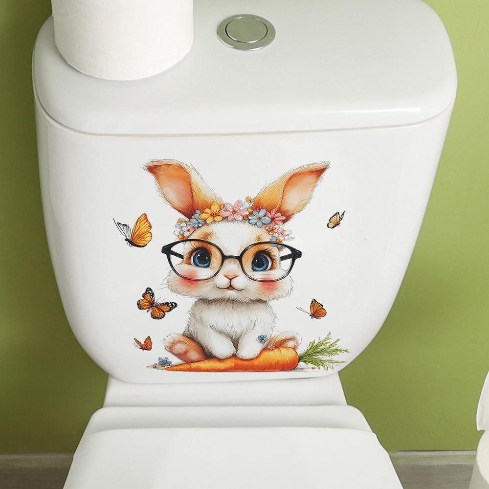 Cartoon Glasses, Rabbit, Carrot, Butterfly, Bathroom Toilet, Wall Decoration Stickers