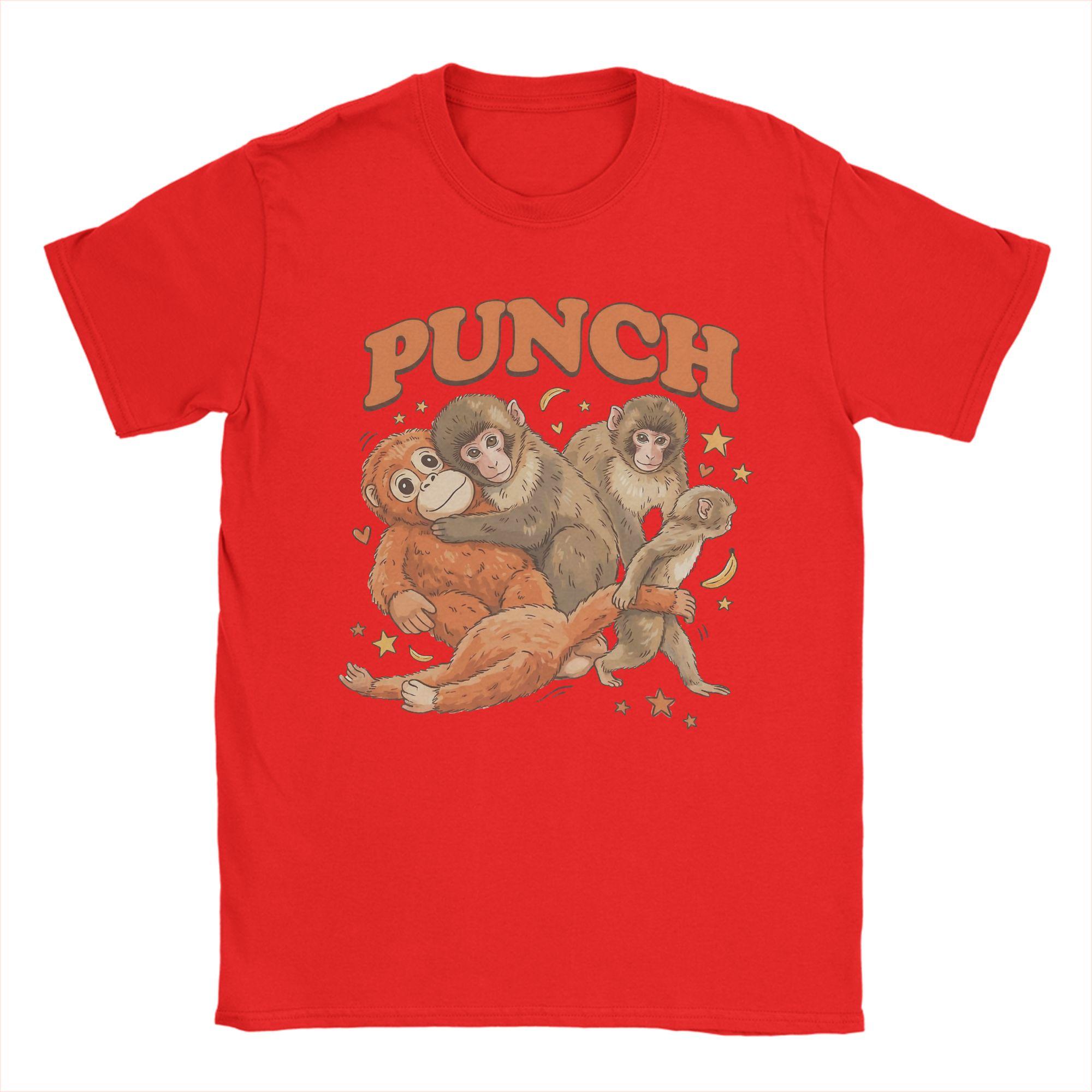 

Unisex Kawaii Punch Baby Monkey And His Stuffed Monkey T Shirt Pure Cotton Tops Short Sleeve Round Collar Tee Shirt TShirt S