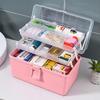 Multi-Layer Folding Organizer Box with Handle Large Capacity Paint Brush Sewing Supplies Sundries Storage Case