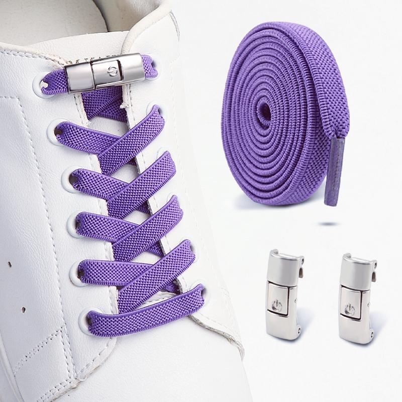 Flat Elastic Shoelace for Sneakers Sport Tieless Shoe Laces Press Lock No Tie Shoelaces One Size Fit All Adult Kids 1Pair/2Pair