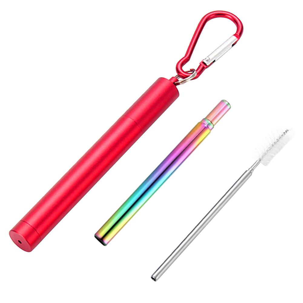 Stainless Steel Telescopic Straws with Cleaning Brush Reusable Drinking Straw Portable Tools Kitchen Bar Drinkware Accessories