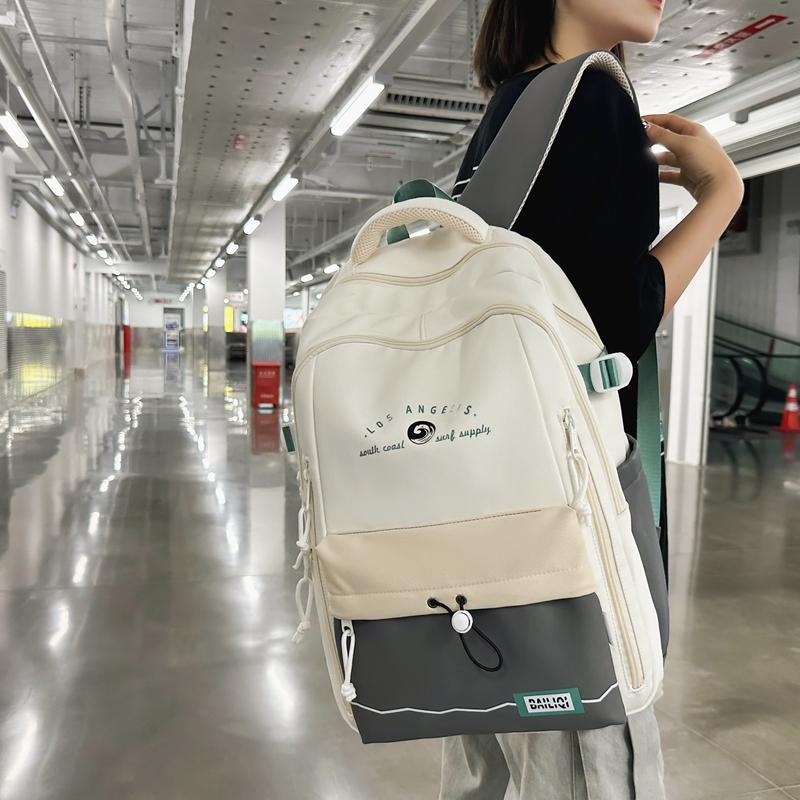 Sac à dos Homme Contraste de Couleurs Sac à dos Femme Grande Capacité Couple Voyage Sac d'écolier Étudiant