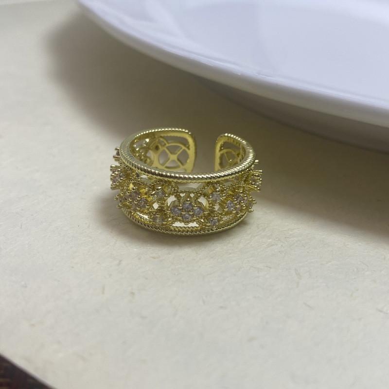 Design Geometric Unique Copper Ring For Women With Adjustable Fit And Colorful Zircon Stones