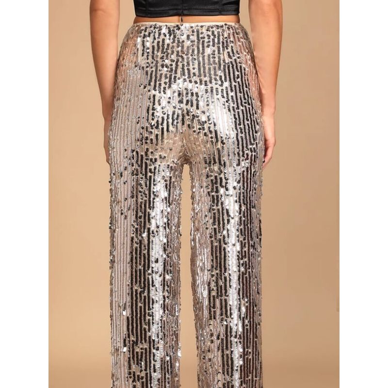 Export Single Lu Home Atmosphere High Cold Goddess Stage Banquet Party Sequin Shining High Waist Sexy Pants Loose Pants