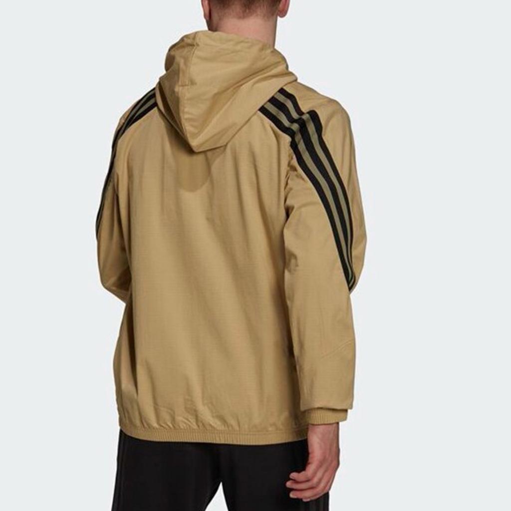 Adidas Hooded Windproof Sports Casual Jacket Men Jackets Khaki H21536