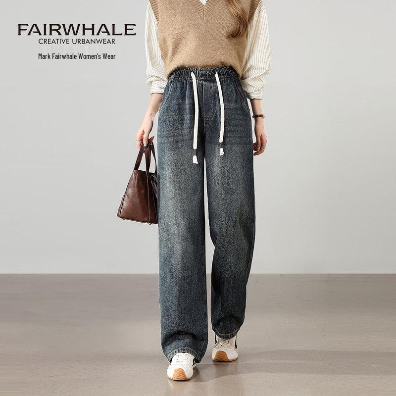 

Mark Fairwhale 2025 New Unisex Drawstring High-Waist Straight Jeans M