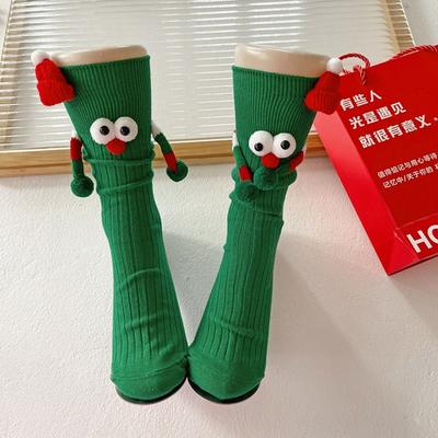 Neuheit 3D-Designs Weihnachtssocken Cartoon Niedliche Cartoon-Socken Große Augen Mittellange Socken Täglich