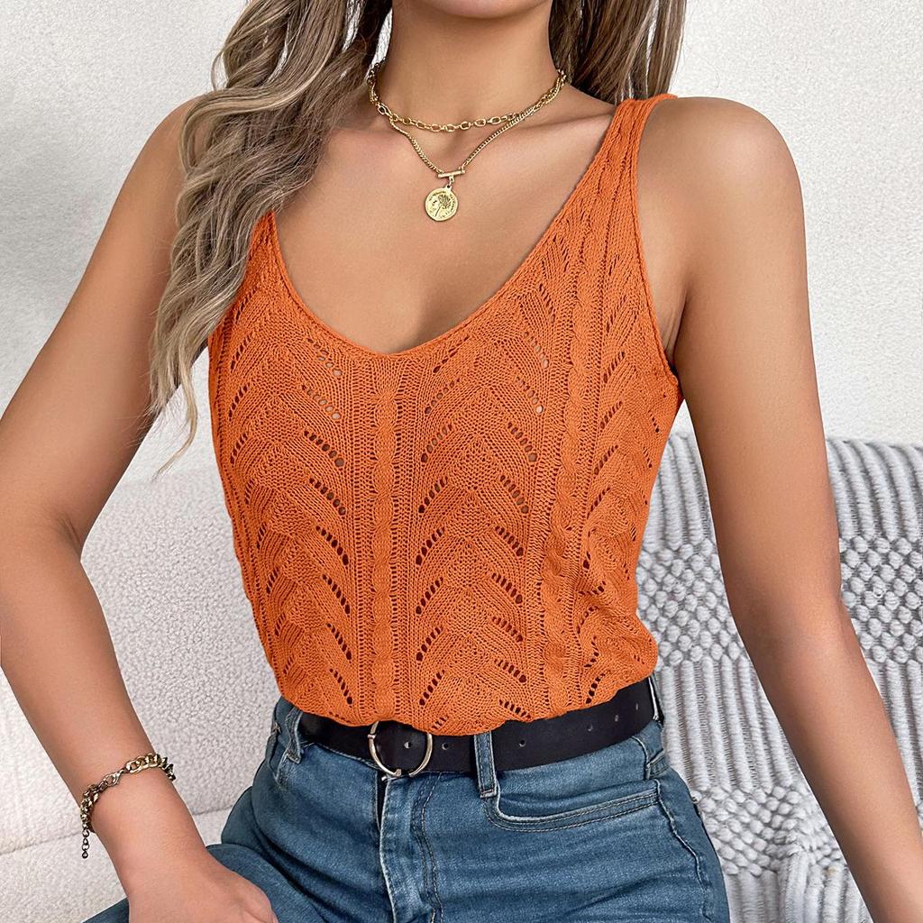 Tees Neck Sleeveless Women V Solid Color T Shirt Ladies Tee Shirt Street Knitwear Wear Top