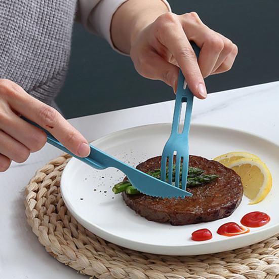 3Pcs/Set 3 In 1 Travel Foldable Cutlery Set Japan Style Plastic Cutter Fork Spoon Student Dinnerware Set Home School Camps Kitchen Tableware