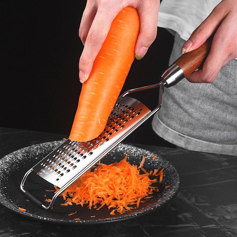 304 Stainless Steel Handheld Cheese Grater Wooden Handle  Potato Cucumber Carrot Peeler Vegetable Slicer Garlic Press