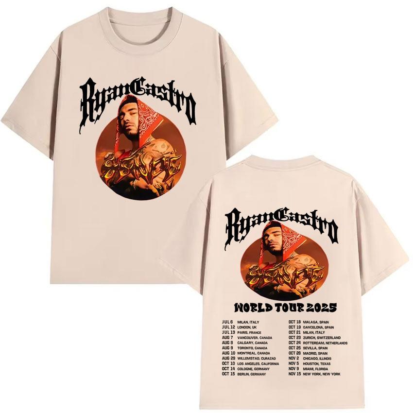 2026 New Ryan Castro Sende World Tour Merchandise Trend Highquality Harajuku Streetwear Summer Print Pure Cotton Tshirt