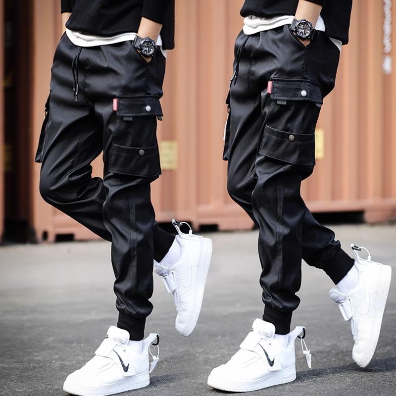 

Autumn and Summer Overalls Men s Trendy Brand Loose Tied Feet Functional Wind Ruffian Handsome Thin Casual Port Trousers M чёрный