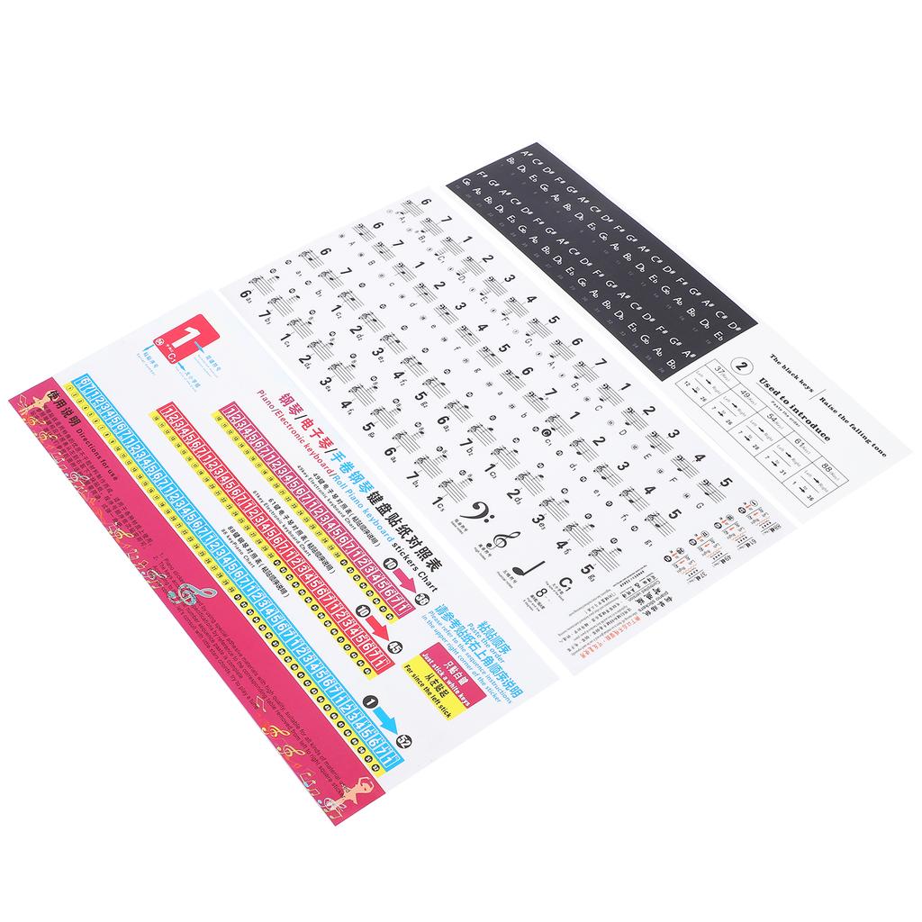 Piano Key Sticker Transparent Notation Paster 88 61 54 49 37 Keys Staff SelfAdhesive