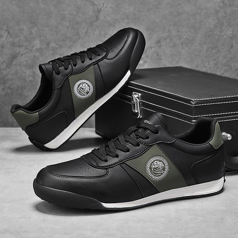 Leather Running Shoes for Men Casual Skate Shoes Sneakers-luxury Skateboard Trainers Free Shipping