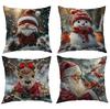 Christmas Polyester Pillowcase Christmas Festive Celebration Santa Claus Landscape Holiday Style