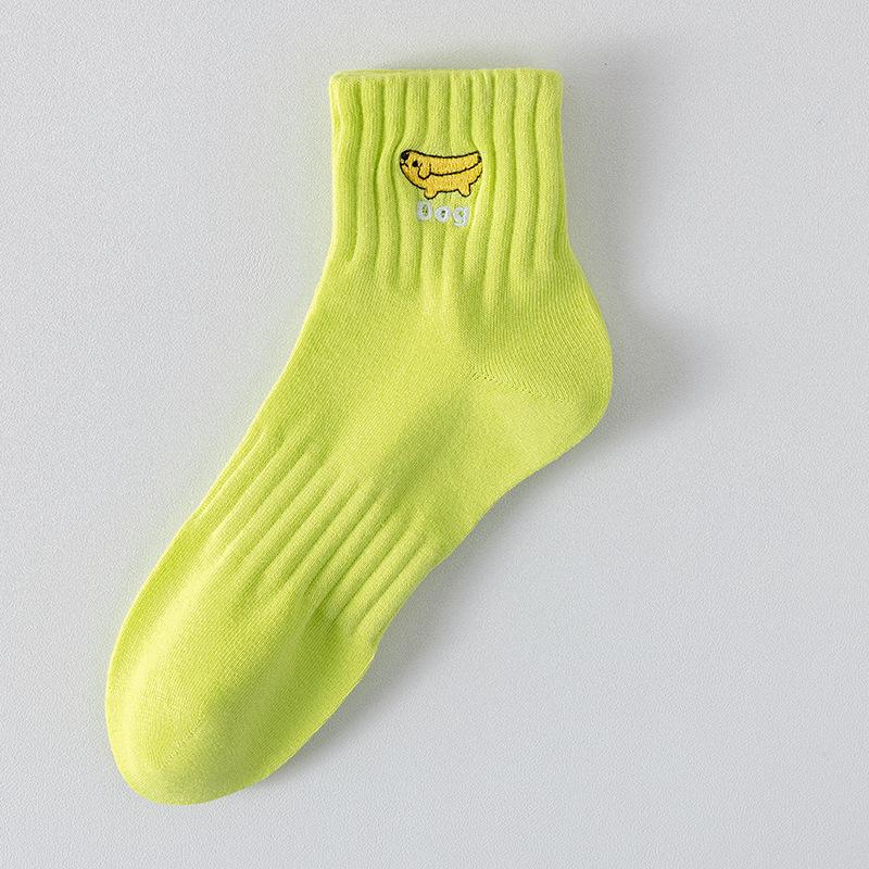 

Мужские носки с вышивкой собаки, японские каваи, мультяшные, милые, забавные носки, мужские, из хлопка, дышащие, хип-хоп, для скейтборда, спортивные носки EUR 39-43 зелёный