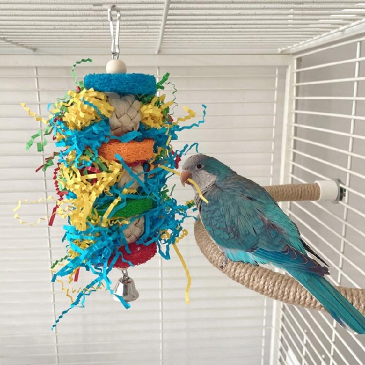 Papageien Kauspielzeug für große Vögel Luffa Stroh Käfigspielzeug zum Kauen Geflochtene Maiskolbenschalenstreifen Käfigzubehör