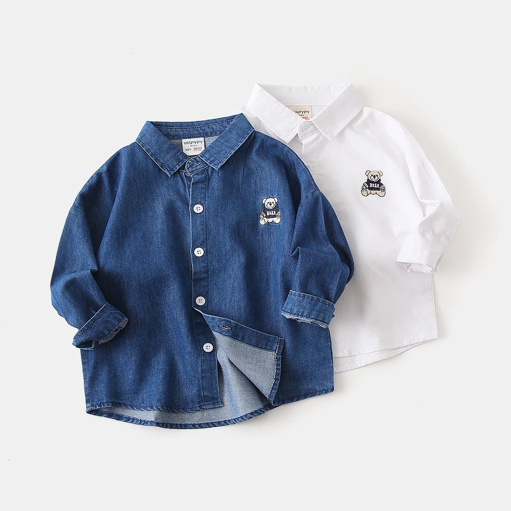 Boys Denim Shirt Autumn New Style Spring and Autumn Baby Long-sleeved Shirt Korean Children's Top Western Style Handsome