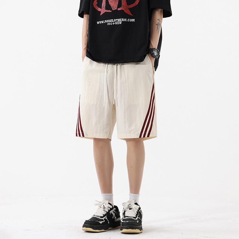 Pruhované rychleschnoucí šortky Pánské pěticetimetrové kalhoty Letní volné ležérní Plážové sportovní kalhoty