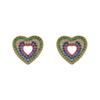 Eleganckie Miedziane Kolczyki w Kształcie Serca ze Złotem i Cyrkoniami