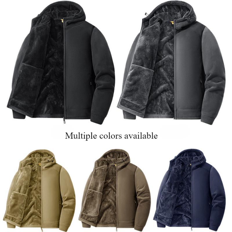 Polar fleece Hooded Jacket for men Autumn Winter Outdoor Thicken Warm Parkas Coats Men Hiking Camping Jackets Clothing