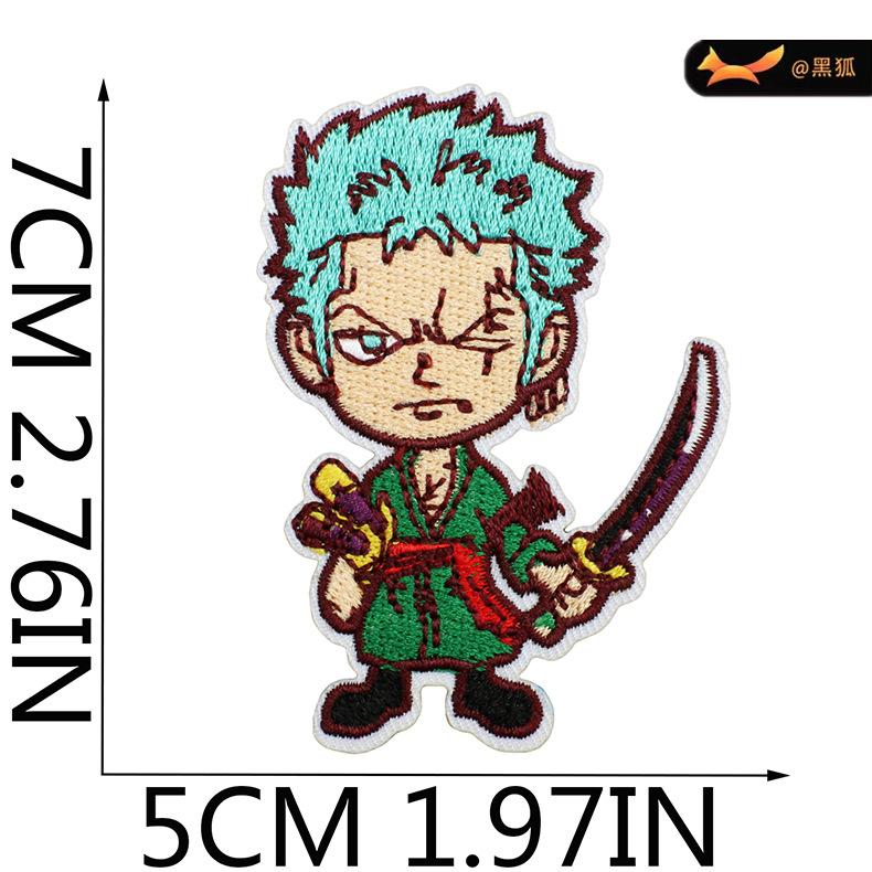 Black Fox Cartoon Animation Character Embroidery Cloth Sticker Japanese One Piece Patch Computer Embroidery Sticker