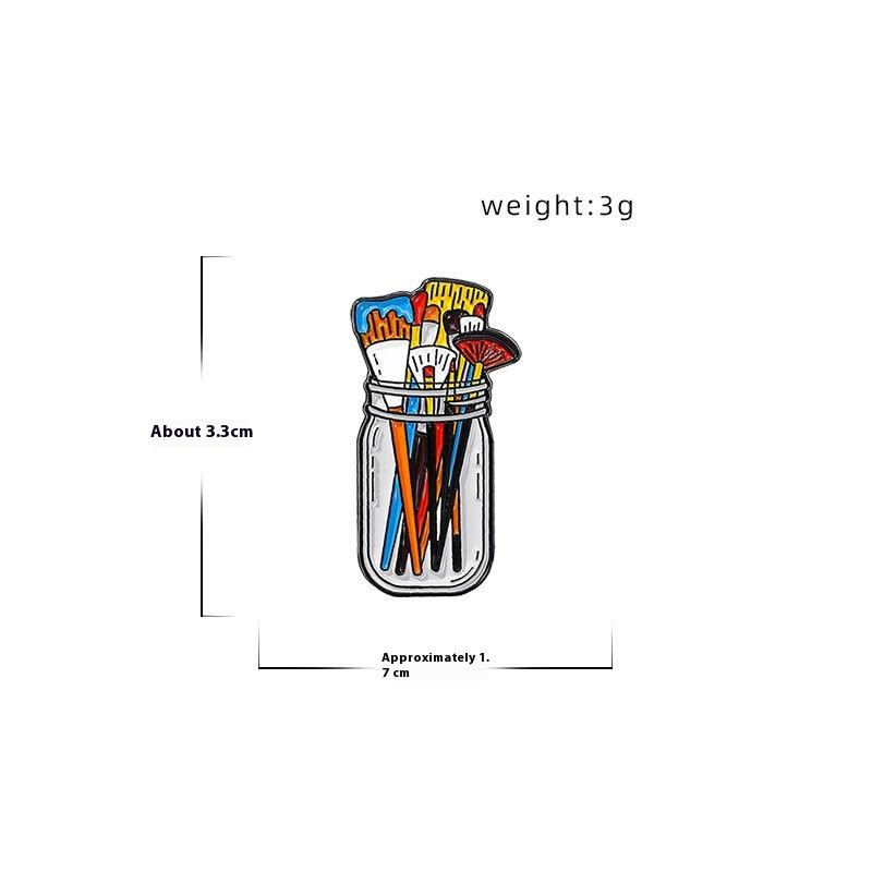 Paint Brushes In Clear Jar Enamel Pin Uv Screen Printing Artist Badge Artist Supplies Brooch Makeup Brushes Pins