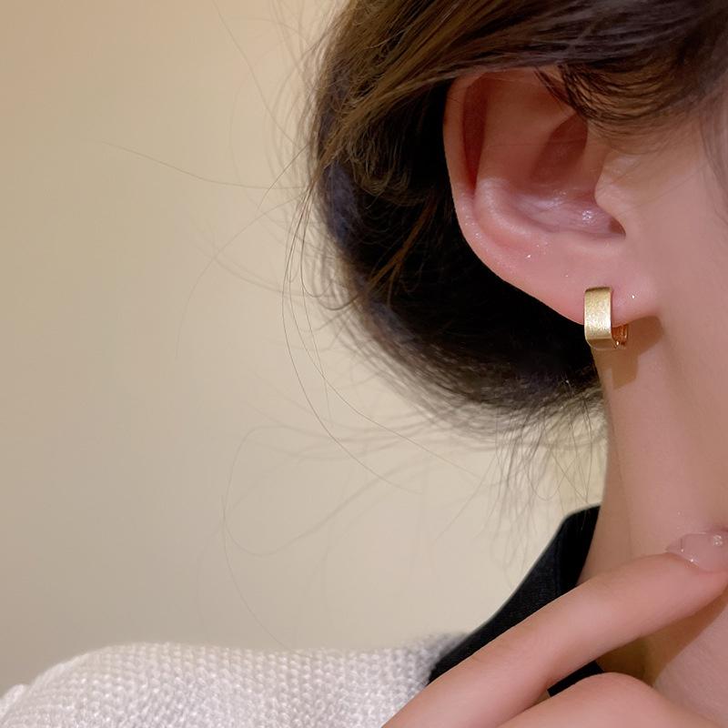 Unique And Trendy Geometric Copper Earrings With Sandblasted Finish