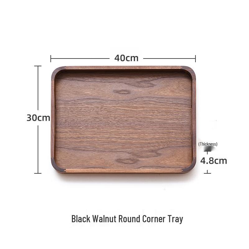 Black Walnut Wood Rectangular Serving Tray with Handles 40*30*4.8cm