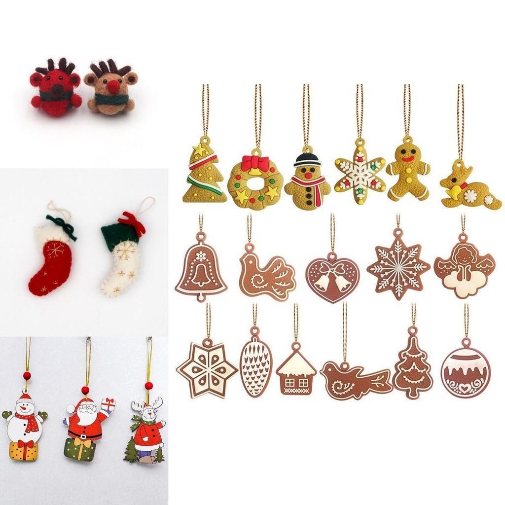 Charming Xmas Felt Wooden Decorations Featuring Delightful Characters For A Joyful Christmas Tree