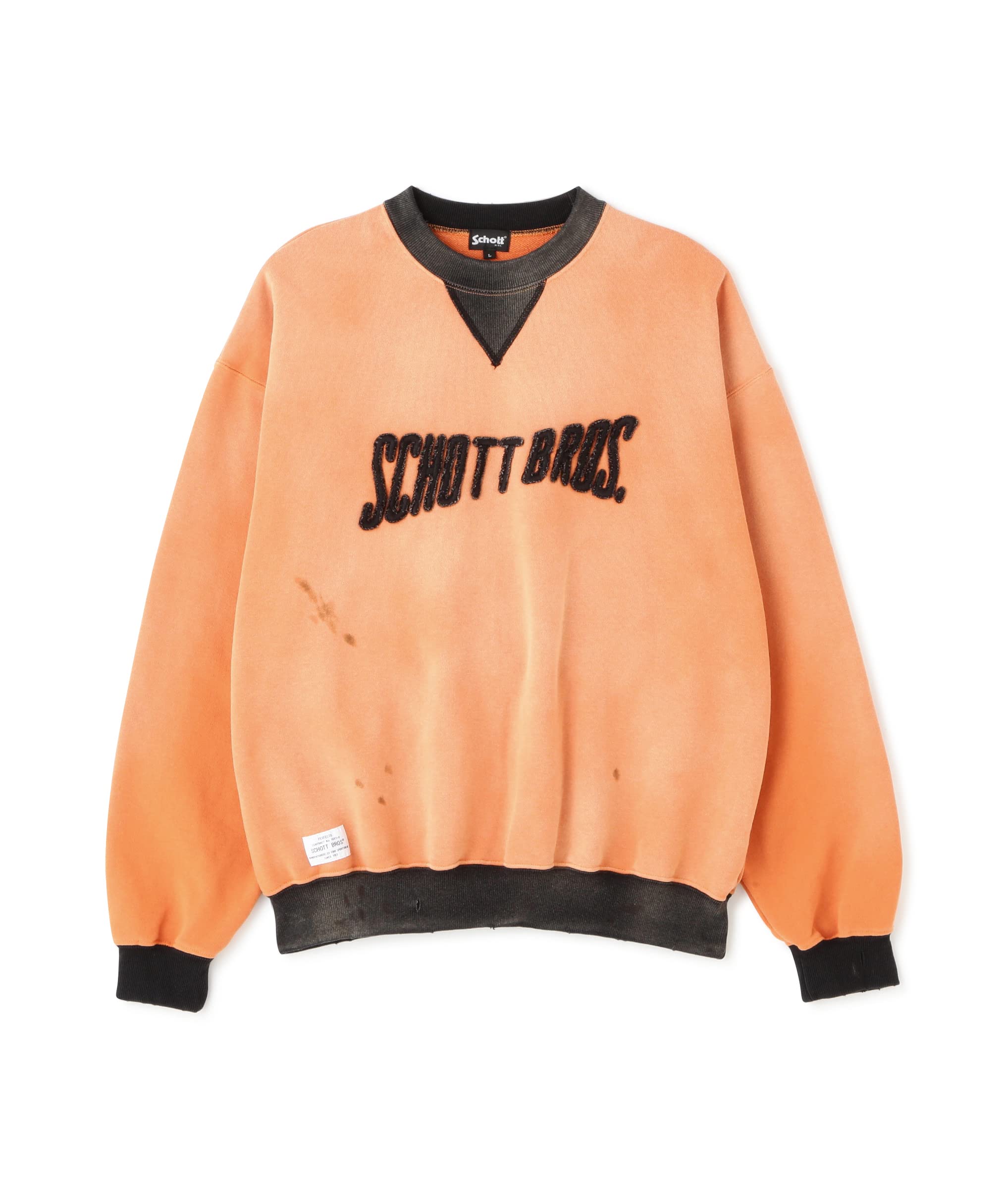 

Schott NYC WEB LIMITED VINTAGE 2TONE CREW SWEAT, Men s, Size M (150), Orange, 782-3132007
