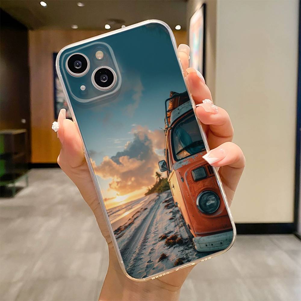 Combi Van Surf Phone Case For iPhone 17 16e 16 15 14 13 12 11mini Pro Max X XR XSMAX 8 7 Air Plus Soft Cover