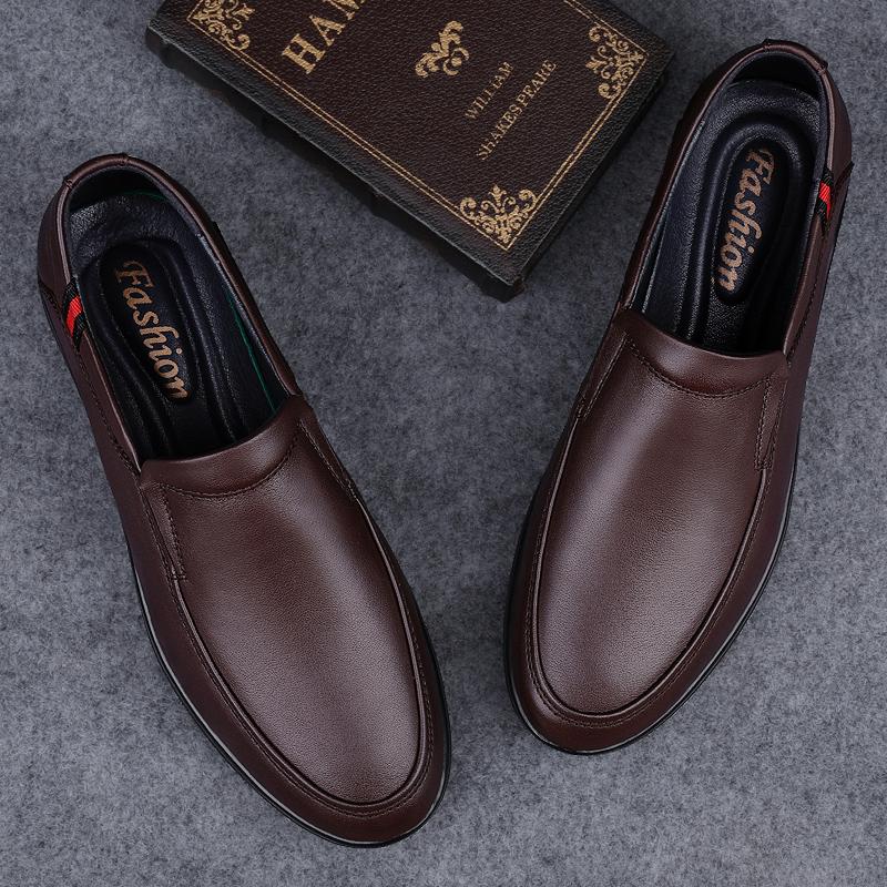 FashionTrendy Men's Genuine Leather Shoes Anti-skid Loafers Men's Casual Shoes Soft Soles Comfortable Driving Shoes Park Walking Shoes