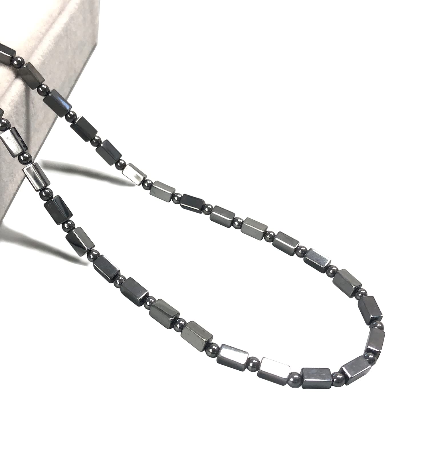 

Ecooon 5A Grade Strong Magnetic Necklace with Mirror Polished Surface, Terahertz Crystal Necklace for Men and Women, Cuboid