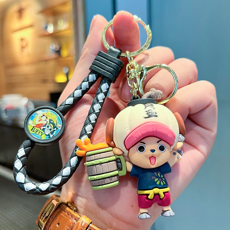 3D Anime Figurine Keychain: Luffy, Chopper & Usopp from One Piece